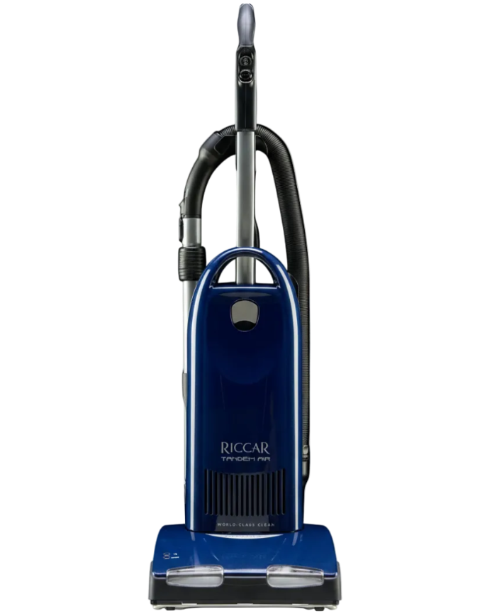 Blue Riccar vacuum cleaner on a white background