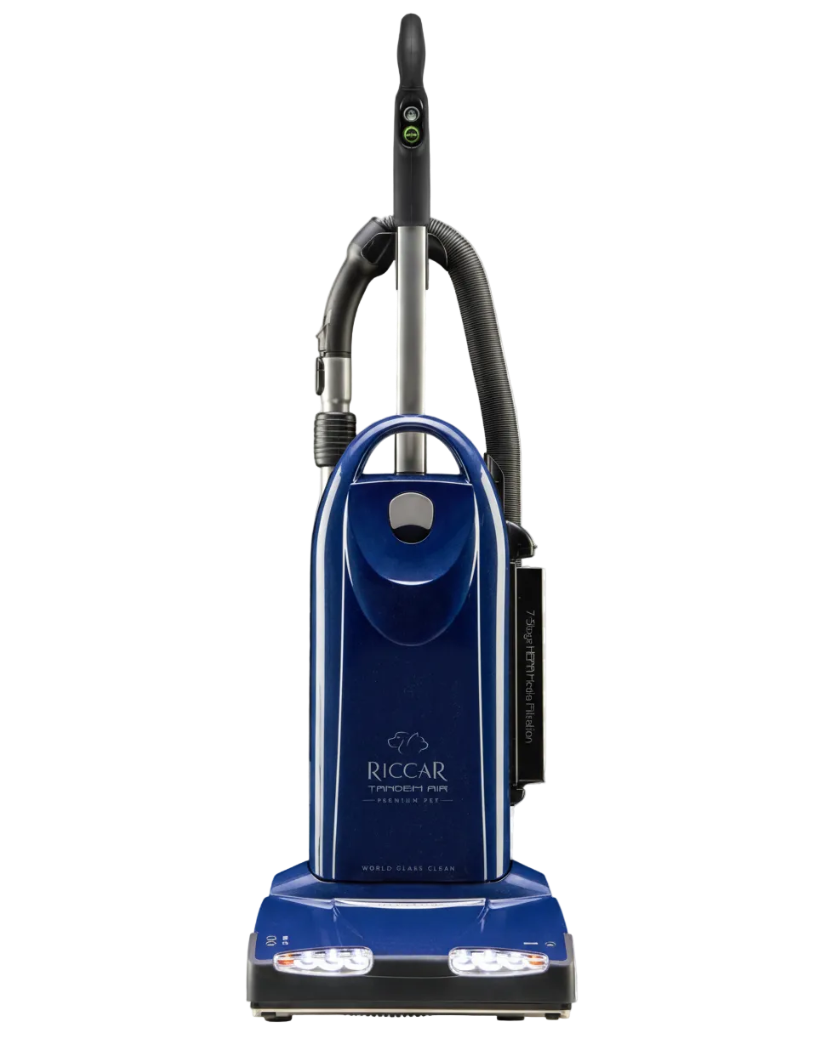 Blue Riccar vacuum cleaner on a transparent background